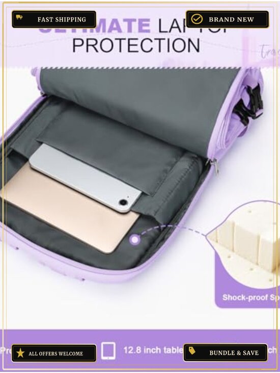 Waterproof Travel Backpack with Shoe Compartment, Fits 15.6-17.3\